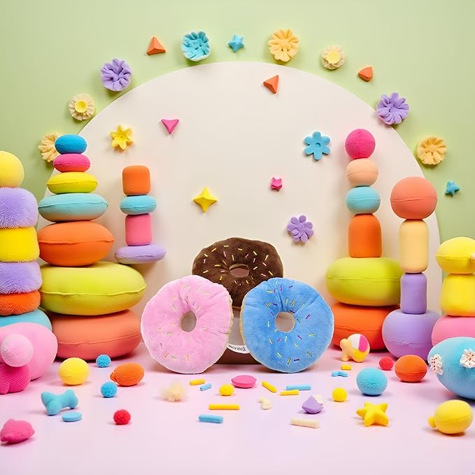 3Pcs Colorful Pet Toy Donut-Shape Squeaky Squeaker Puppy Dog Pet Cat Kitten Sound Chews Toy Random Color Sturdy and Practical Simple and Sophisticated Design,Toys,Dog Squeak Toys