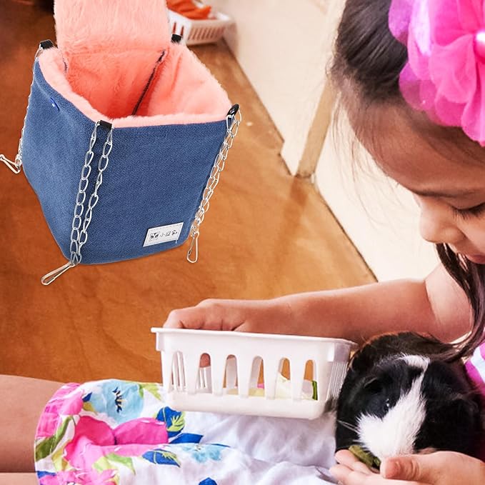ORFOFE Small Animals Hanging Hammock Bed Warm Cotton Nest Navy Blue Medium for Hamsters Parrots Bird Cages Cozy Sleeping Accessory