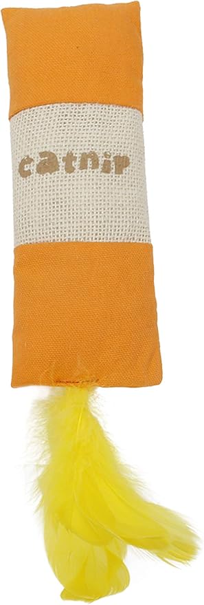 Pet Life ® 'Duffle Feathered' Crinkle Feather and Squeaking Plush Durable Catnip Cat Toy