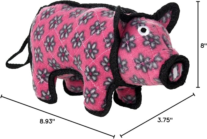 TUFFY - World's Tuffest Soft Dog Toy -Barnyard- Multiple Layers. Made Durable, Strong & Tough. Interactive Play (Tug, Toss & Fetch). Machine Washable & Floats. (Pig, Jr 2 Pack)