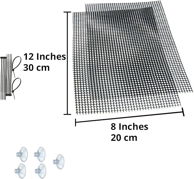 Luffy Decorative Aquatic Moss Wall, 2 Plastic Floor Wire Mesh Sheets, Air Vent Screens, Aquarium Plant Accessory for Seaweed, Net Pad for DIY Projects, Carpet for Fish Tank, 12 x 8 Inches