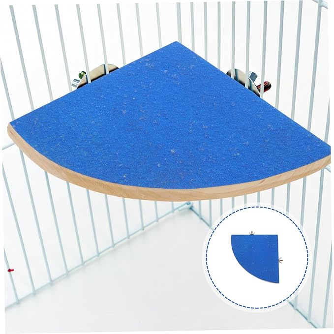 Toyvian Fan Shape Frosted Wooden Pet Platform for Small Animals for Parrots Hamsters Squirrels and Other Pets Durable Decoration Supplies Random Color