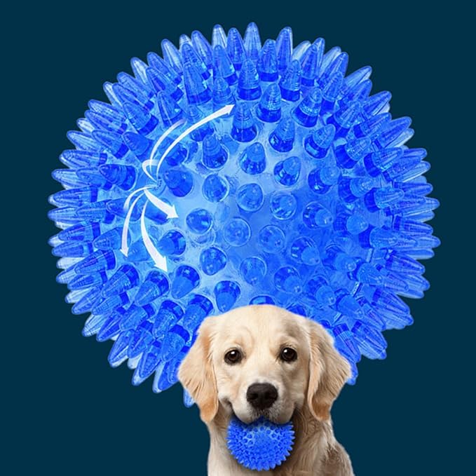 3 Pcs Pet Squeaky Chewing Balls Puppy Chew Toys Soft Stab Balls Cleaning Teeth Toys Play Balls with High Bounce for Large Medium Small Pet Dog Cat