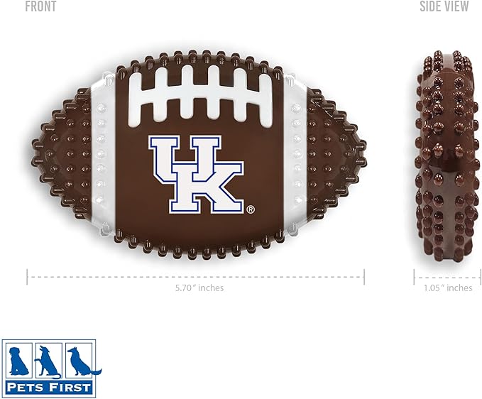 NCAA Kentucky Wildcats Mega-Chew Hard Nylon Bacon-Flavored Dog Bone Football Chew Toy. Interactive Tasty & Fun Dog Chew Toy. Indestructible Strong Durable Tough Dog Toys for Aggressive Chewers