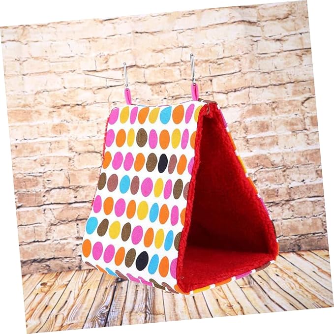 Milisten Triangle Parrot Hammock Cozy Hanging Bed for Pets Warm Round Dot Bird Nest for Parakeets Lovebirds and Cockatoos for Bird Cages and Home Decor