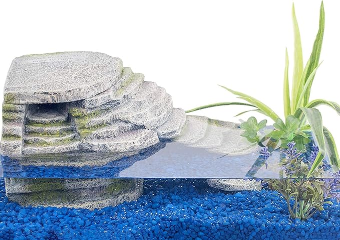 Penn-Plax Reptology Crystal-Falls Tiered Water Filtration System for Vivarium & Terrarium Setups – Keeps Water Clean & Safe for Aquatic Turtles, Amphibians, and Fish