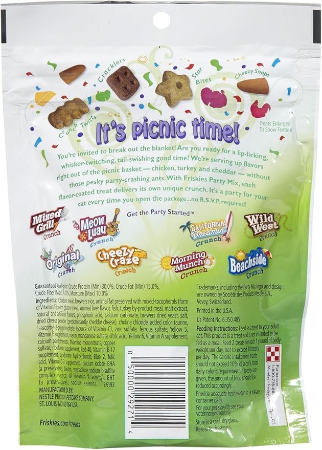 Purina Friskies Party Mix Cat Treats Picnic Crunch,6oz