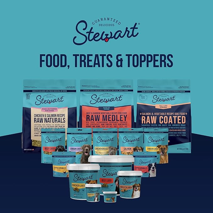 Stewart 100% Beef Liver Dog Treats, 3.5 oz Pouch, ~75 Pieces, Freeze Dried Raw, Single Ingredient, 50% Protein Training Treats or Meal Topper, Grain Free, Gluten Free