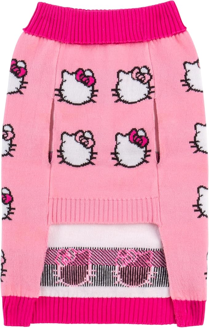 Hello Kitty and Friends Hello Kitty Dog Sweater - Pink Knit Fabric Pet Sweater with Character Design - Officially Licensed Sanrio Product from Jazwares - Medium