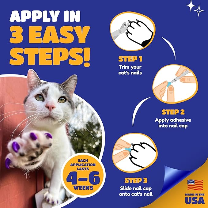Soft Claws Cat Nail Caps for Small Cats – (40 Caps, Green and Orange) - Made in USA - Veterinarian-Developed | Protects Furniture & Skin - Easy to Apply, Long-Lasting Anti-Scratch Soft Cat Claw Covers