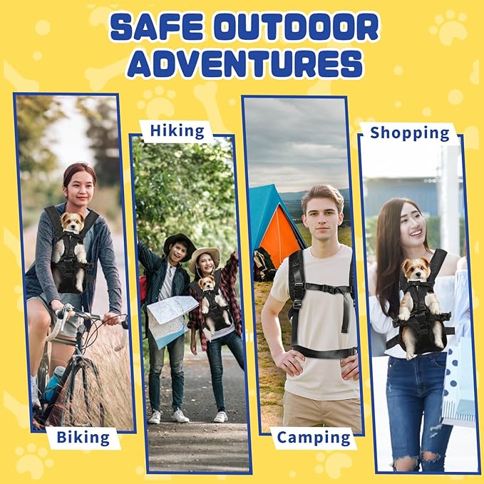 Dog Backpack Carrier, Legs Out Front Pet Carrier for Small Medium Dogs Cats up to 25lbs, Adjustable Breathable Hands-Free Puppy Carrier Backpack for Hiking, Cycling, Camping & Travel β S/M/L