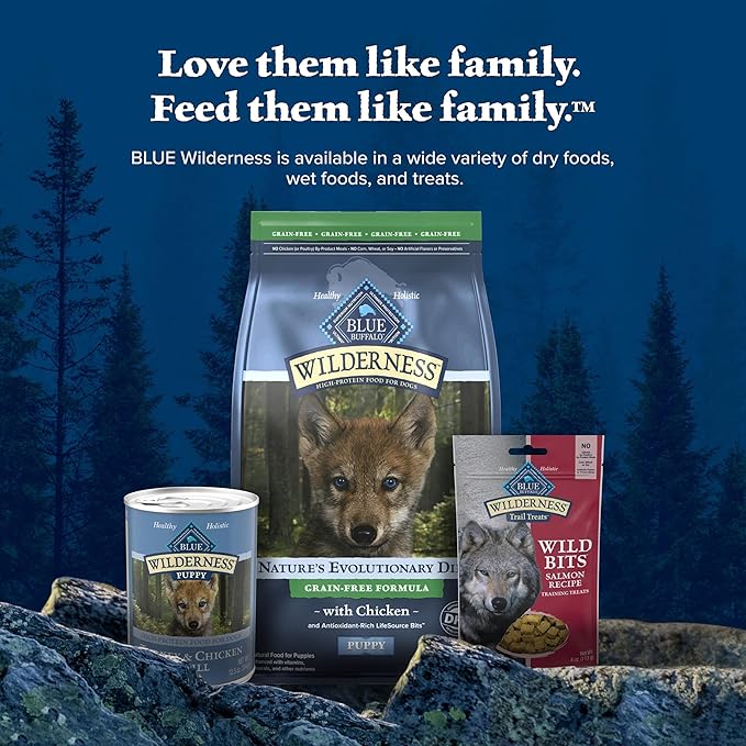 Blue Buffalo Wilderness Puppy High-Protein Dry Dog Food with Real Chicken, Grain-Free, Made in The USA with Natural Ingredients, Chicken, 13-lb. Bag