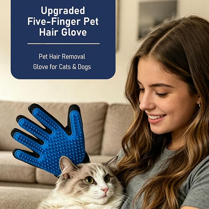 Pill Shooter for Cats Dogs, 5-in-1 Pet Medication Kit with Pill Popper Gun, Liquid Syringe, Anti-Choke Dispenser, Pill Cutter Grinder & Pet Grooming Deshedding Brush Glove | Reusable Safe