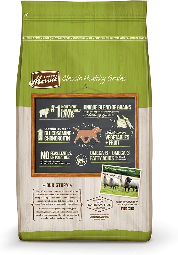 Merrick Healthy Grains Premium Adult Dry Dog Food, Wholesome And Natural Kibble With Lamb And Brown Rice - 12.0 lb. Bag