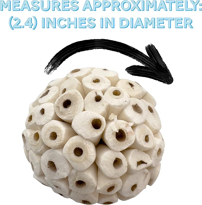 by M&M 5100 Small Sola Bird Balls Pk2 - Handmade Natural Sola Wood Balls, Foraging Fun, Lightweight, Effortless to Chew and Shred, Superb Bird Foot Toys for Small to Med Size Birds