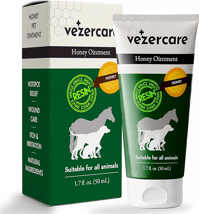 Honey Balm Ointment with Spruce Resin for Dogs, Cats & Horses, Alternative to Medihoney Wound Gel, Hot Spot Treatment for Dog and Cat Wound Care, 1.7oz, Made in Finland, Antifungal & Steroid Free