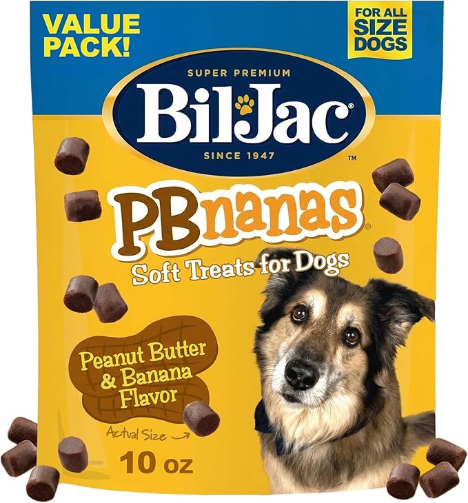 Bil-Jac PB-Nanas Soft Dog Treats | Peanut Butter & Banana Flavor | 10 oz