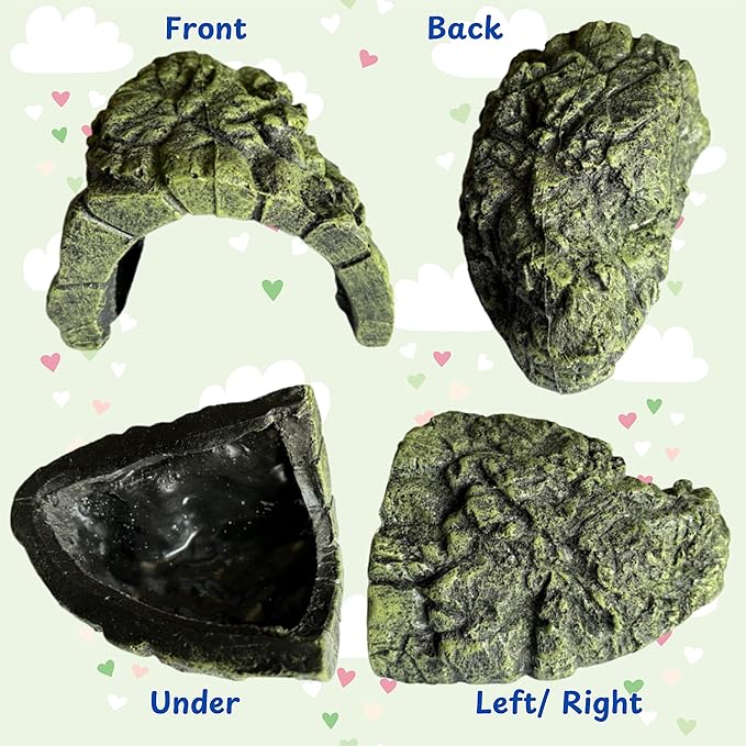 Axolotl Hides for Aquarium and Fake Water Plants Set, Axolotl Cave Aquarium Plastic Tree, Tortoise Turtle Hideout, Fish Tank Decor, Axolotls Tank Accessories, Turtle Tank Accessories (Plant Cave, L)