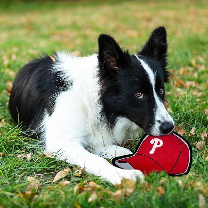 Pets First MLB Philadelphia Phillies Baseball Cap Tough Toy for Dogs, Best MLB Dog Toy with Team Logo