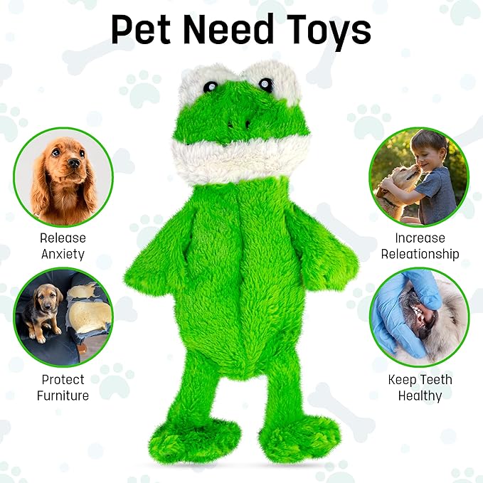 FGA MARKETPLACE Frog-Grey Rabbit Flat NO Stuffing NO Squeak Plush Dog Toy, Funny Style Will Entertain Your Pet for Hours, Recommended for Small and Medium Dog 21 INCH Long
