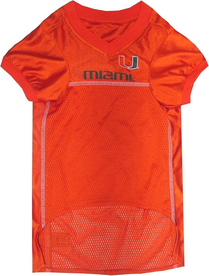 Pets First NCAA College Miami Hurricanes Mesh Jersey for DOGS & CATS, Medium. Licensed Dog Jersey with your Favorite Football/Basketball College Team