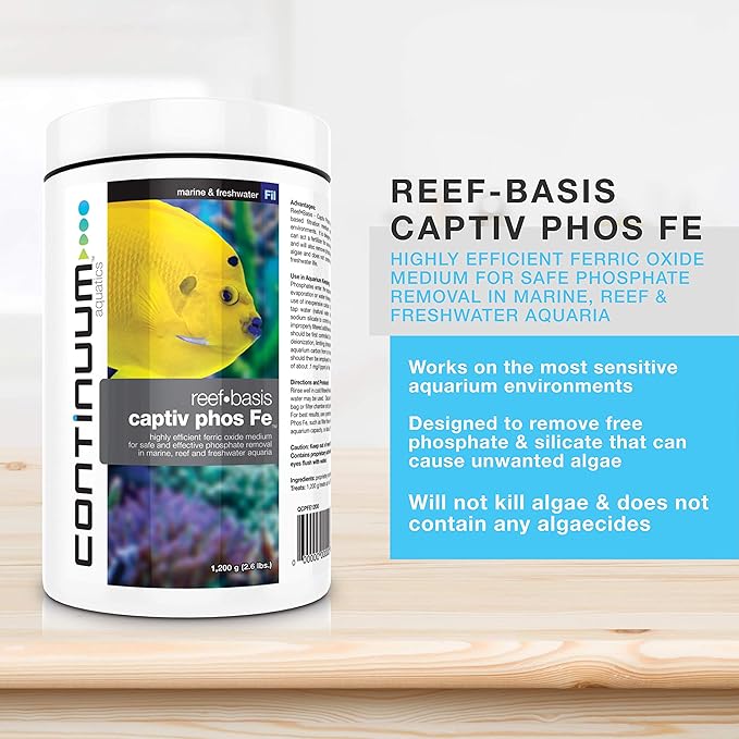 Continuum Aquatics Reef-Basis Captiv Phos Fe - Highly efficient ferric Oxide Filtration Media for Safe and Effective Phosphate Removal in Marine, Reef and Freshwater Aquaria
