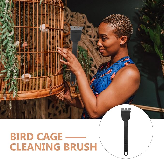 Milisten Handle Birdcage Cleaning Brush Reusable Stainless Steel Tool for Easy Bird Cage Cleaning Non-Shedding Bristles for All Cage Types and Convenient
