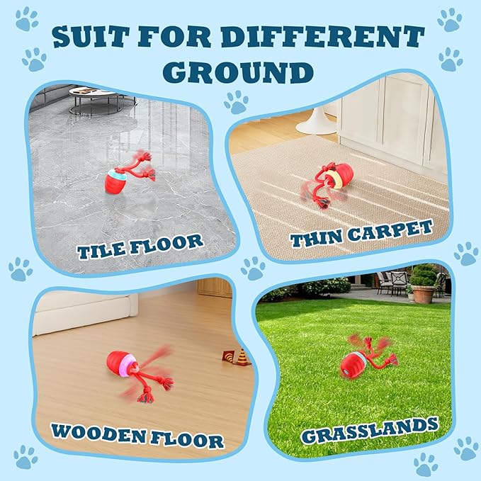 Interactive Dog Toys Ball - New Upgraded Chase Buddy Dog Toy for Small Dogs, Automatic Moving and Rolling Dogs Ball for Boredom, USB Rechargeable(Red)