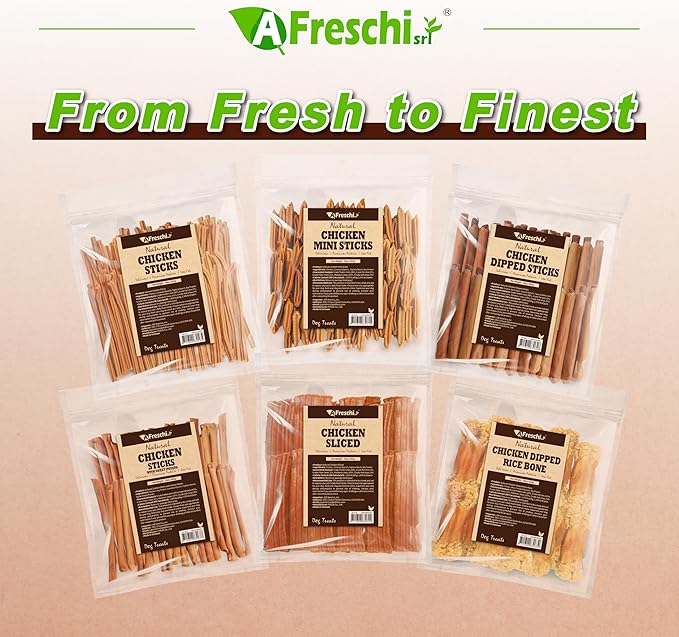 A Freschi srl Chicken Dog Treats, All Natural, Healthy & Easily Digestible, Grain-Free Puppy Chews, Low-Fat, Human Grade Training & Rewards Dog Snacks, Chicken Sticks with Liver, 24 oz Pack