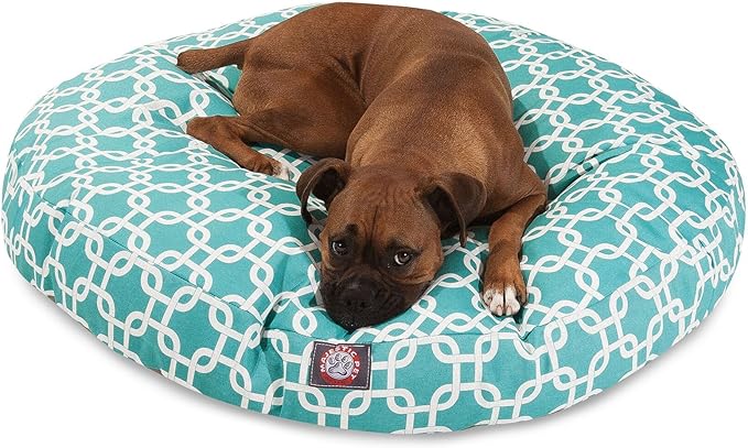 Yellow Links Medium Round Indoor Outdoor Pet Dog Bed With Removable Washable Cover By Majestic Pet Products