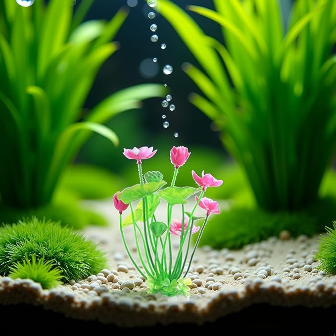 Pink Artificial Water Plants, Artificial Lotus Fish Tank Ornament Aquarium Aquatics Grass Flower Simulation Wedding Favors Plastic Plastic Plants for Party Fish and Aquatic Pets Aquarium Décor