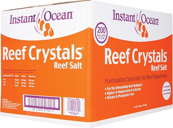 Instant Ocean Reef Crystals Reef Salt For 200 Gallons, Enriched Formulation For Aquariums, 25600 Fl Oz (Pack of 1)