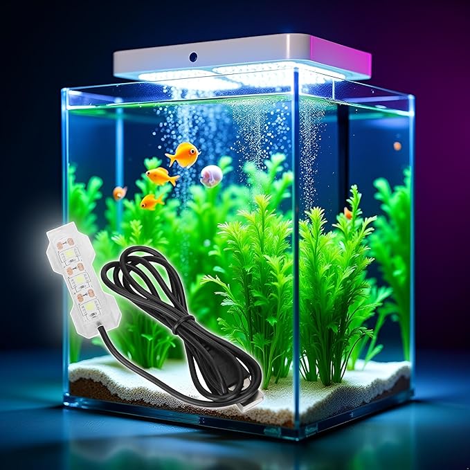 Blue Light Small Aquarium Led Light, Multicolor Led Fish Tank for Freshwater Plants Aquarium Accessories,Fish and Aquatic Pets, Pet Supplies