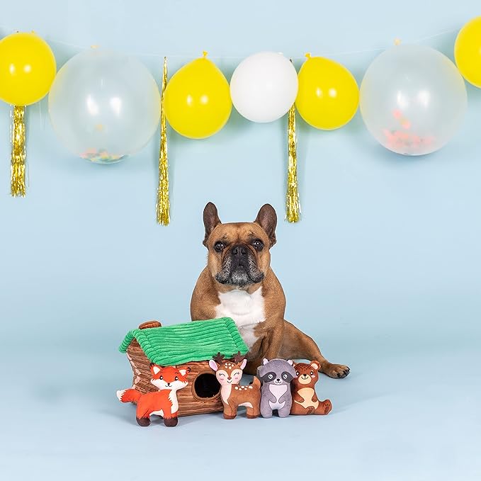 Fringe Studio Hide & Seek Burrow Plush Dog Toy Set, ON Cabin TIME(289215), Multicolor