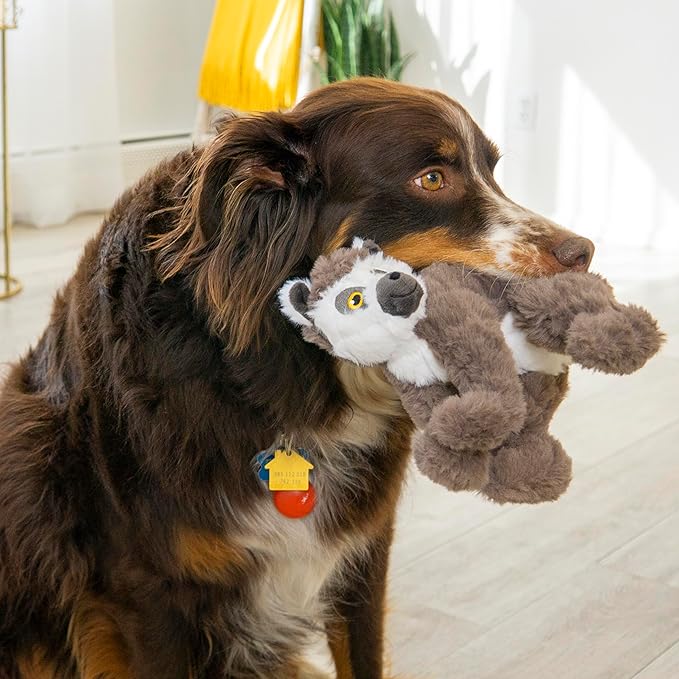 KONG Scampers Wildlife Plush Dog Toy with Low Tone Squeaker (Lemur/Red Panda Combo)