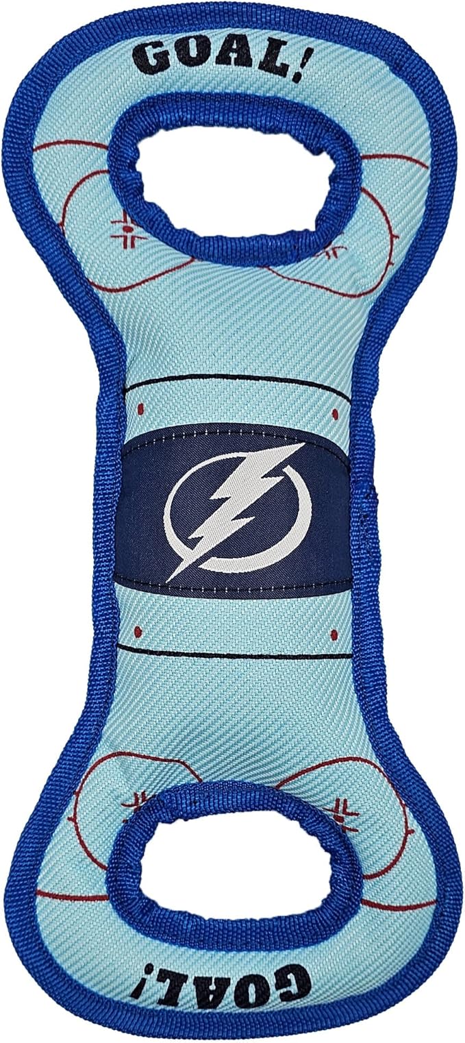 Pets First NHL Tampa Bay Lightning Hockey Field Dog Tug Fetch Squeak Chew Toy, One Size