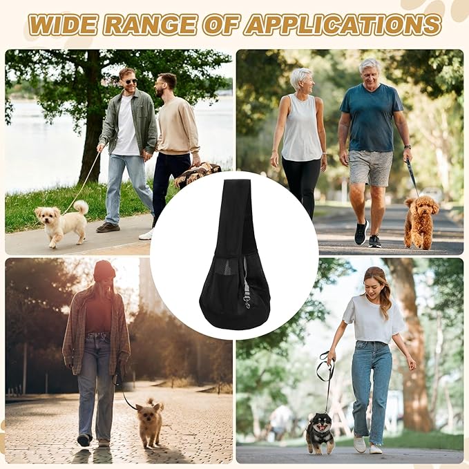 Dog Sling Carrier for Small Dogs and Cats Up to 16.5 Lbs, Breathable Thick Shoulder Strap Pet Crossbody Shoulder Bag, (Black, 1 Pcs) Intended for Outdoor/Camp/Travel
