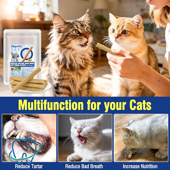 30g Freezed Dried Cat Chew Stick Chicken Flavor, Cat Dental Treats for Freshens Breath and Reduce Tartar, Feline Teething Sticks Cats Treats Snack