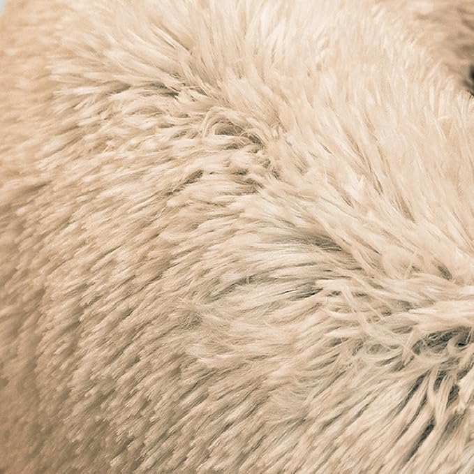 Best Friends by Sheri The Original Calming Donut Dog Bed for Medium Dogs up to 45 lbs, Shag Faux Fur, Taupe, Medium, 30" x 30"