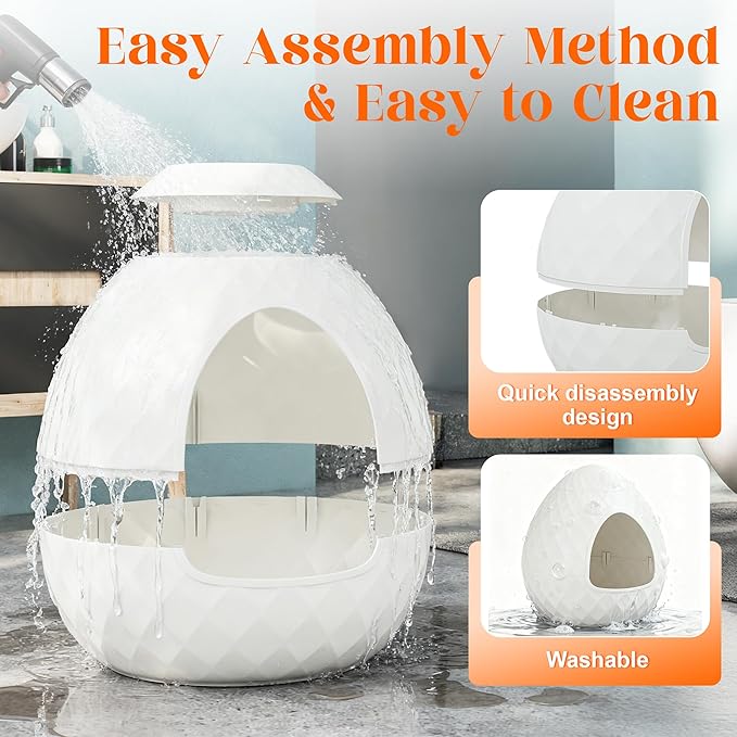 Egg-Shaped Hidden Plant Litter Box, Cat Litter Box Enclosure with Replaceable Plant Tray Top, Waterproof Cat Litter Cabinet Furniture, Odor Concealed Cat Box for Living Room Bedroom Corner