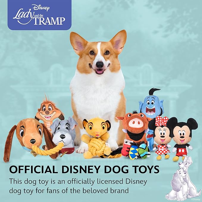 Disney for Pets Lady and the Tramp Rope Pet Toy 14in Dog Toys | Rope Tug Toy for Dogs Inspired by Lady and the Tramp with Crinkle and Squeaker