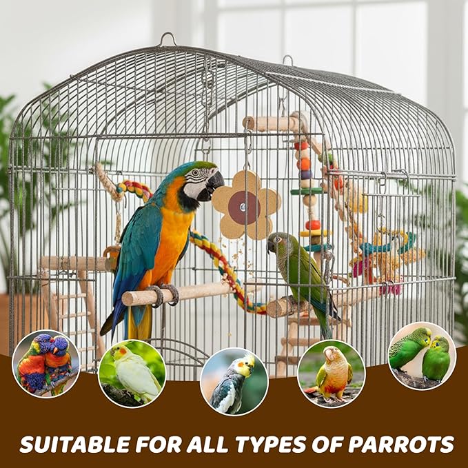 16 Pieces Bird Chew Toy, Natural Parrot Cork Foraging Training Toys for Relieve Boredom & Anxiety, Parrot Rotating Cork Chew Toy for Macaws, Conures, Budgies, Finches, Cockatiel