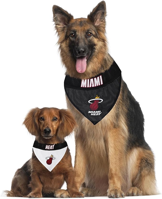 Pets First NBA Dog Bandana - Miami Heat Reversible Pet Bandana. 2 Sided Home & Away Sports Bandana with a PREMIUM Embroidery TEAM Logo, Small/Medium
