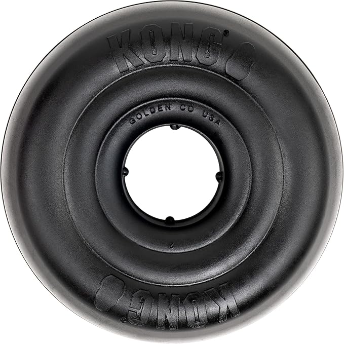 KONG Extreme Donut Dog Toy – Toughest Durable Natural Rubber Chew Toy for Power Chewers – Safe on Teeth & Gums, Fun Bounce & Roll for Indoor and Outdoor Play (Small/Medium)