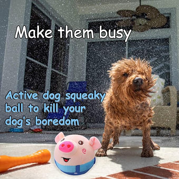 Generic 2024 New Update Cute Active Moving Pet Plush Toy, Interactive Dog Toys Squeaky Rolling Moving Talking Ball Toy, Washable Cartoon Pig Plushies, Bouncing Music Toy for Dogs Cats (Hamster)