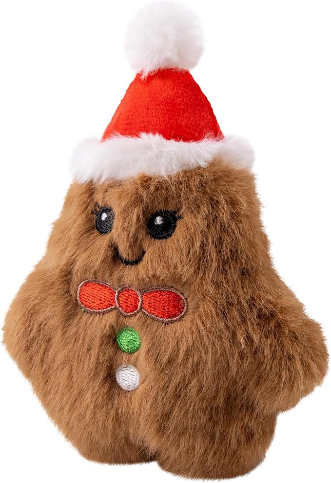 KONG Holiday Snuzzles Dog Toy – Plush Seasonal Characters, Full-Body Squeaker, Soft Holiday Cuddle Toy for Indoor Play (Gingerbread, Extra Small)