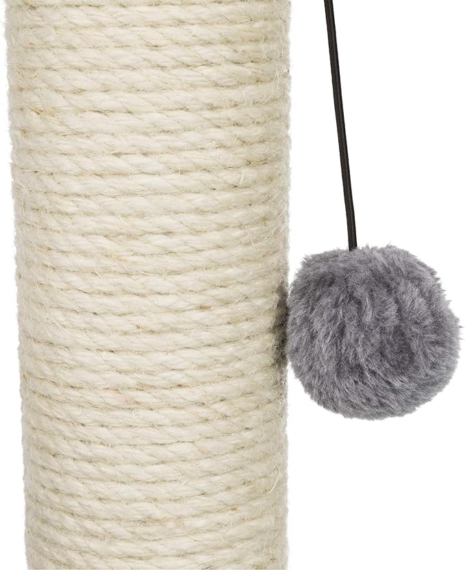 Trixie Baza Cat Scratching Posts, Indoor Cat Furniture with Plush Hammock, Jute Scratcher Posts and Dangling Toy Ball, 15.7" L x 15.7" W x 19.7" H, Gray
