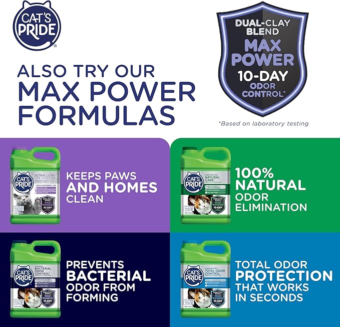 Cat's Pride NEW Antibacterial Cat Litter: Destroys 99.9% of Odor-Causing Bacteria - Powerful Odor Control - Premium Lightweight Clumping Litter - Scented, 12 Pounds