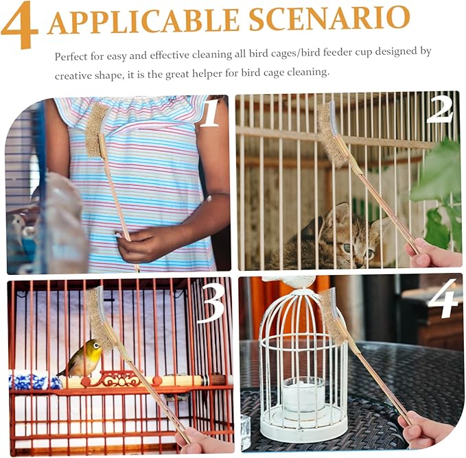 1set Bird Cage Cleaning Brush Handle and Wire Brush for Easy Cleaning of Bird Cages for Pet Owners