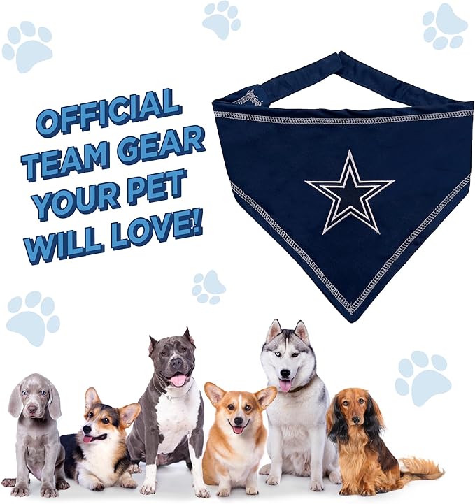 Pets First NFL Dallas Cowboys TIE Bandana, Small/Medium. Dog Bandana Scarf Bib for Pet Cat Dog. The Ultimate Game-Day, Party Bandana, Team Color (DAL-3550-S-M)